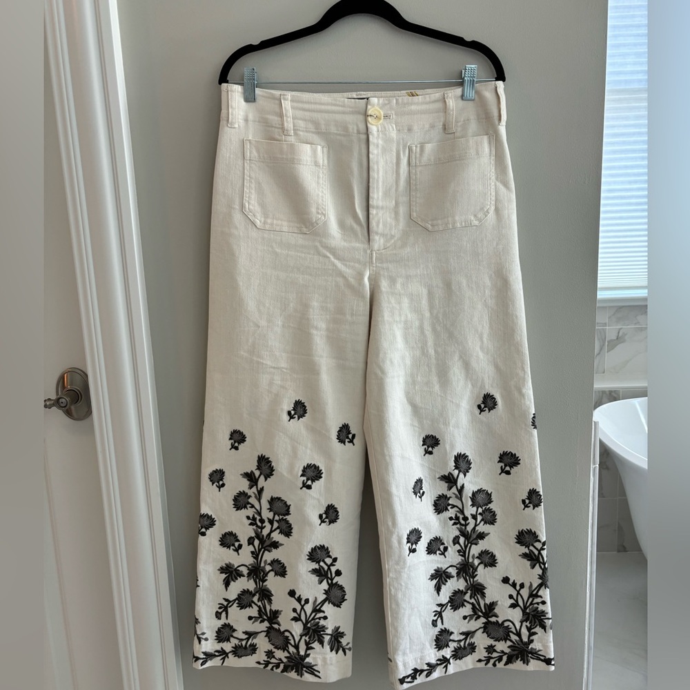 Anthropologie Embroidered Colette pants
